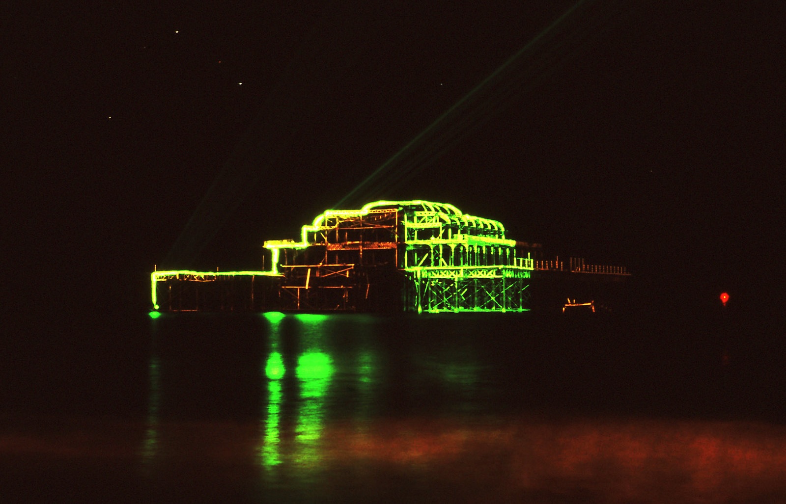 West Pier in Green Lazer